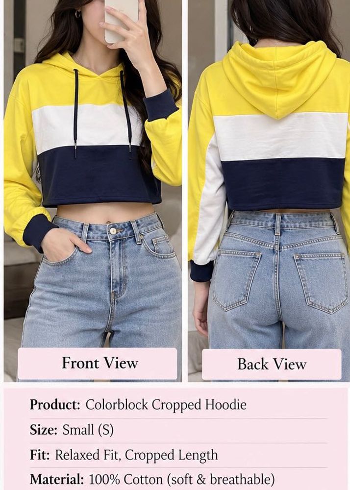 Colorblock Cropped Hoodie