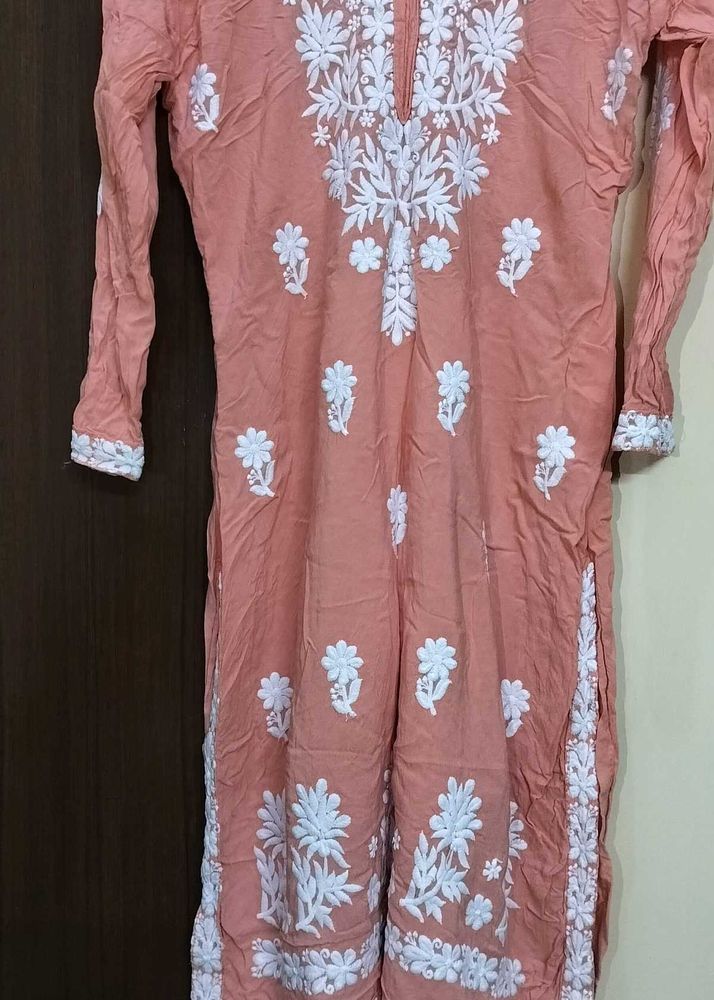 Peach Embroidered Kurta set