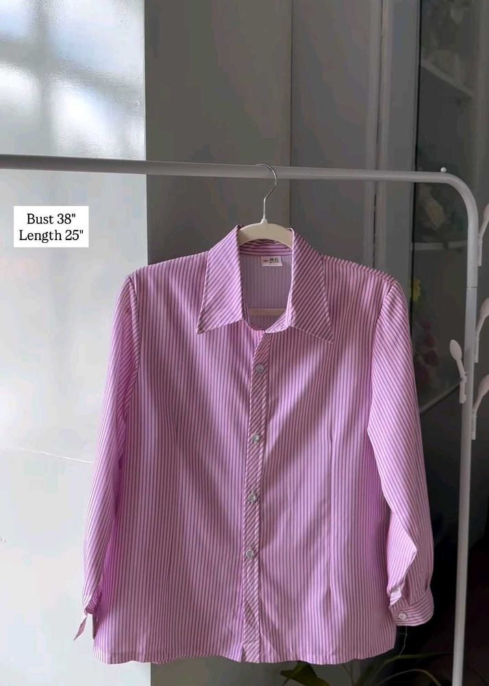Chic Striped Pink Button-Up Shirt
