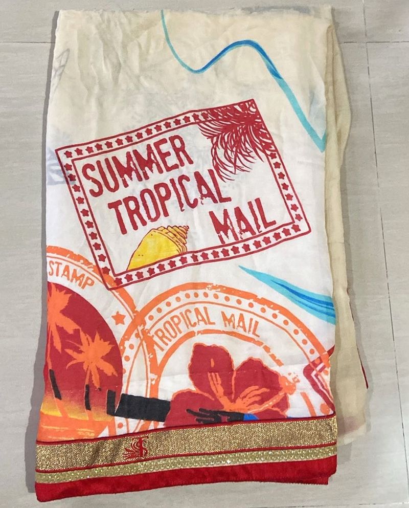 Tropical Print Saree