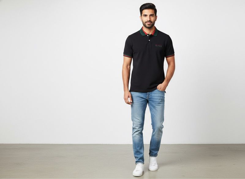 Black Gucci Polo T-Shirt made in USA