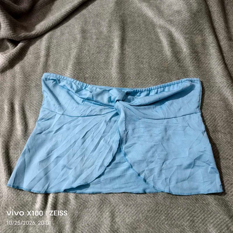 332510. Light Blue Twist Front Bandeau Top