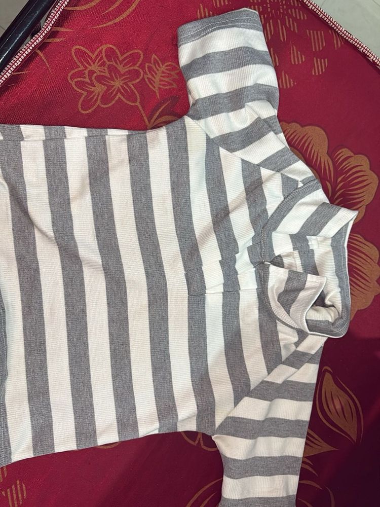 Striped Long Sleeve Turtleneck Top