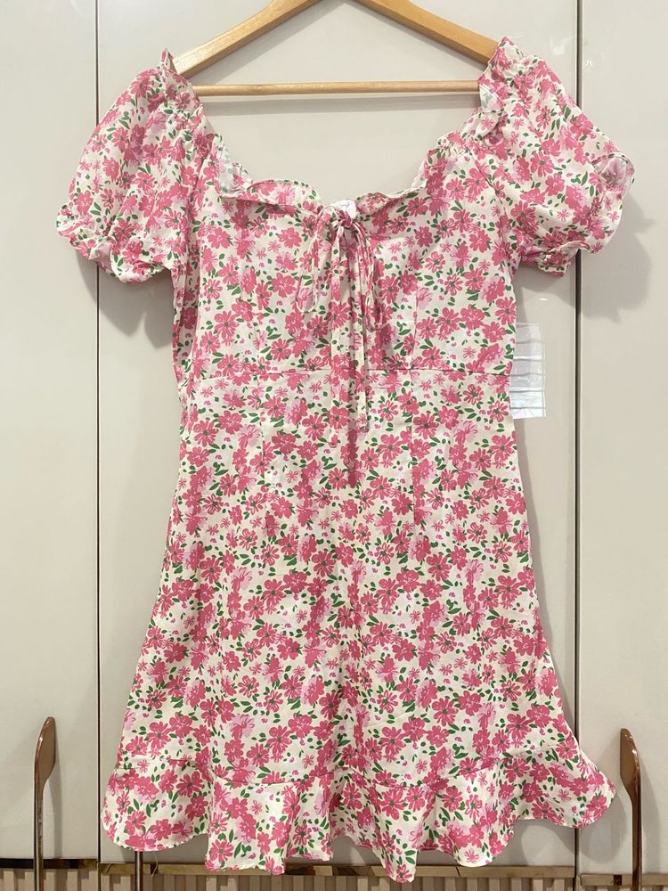 Floral Print Puff Sleeve Mini Dress