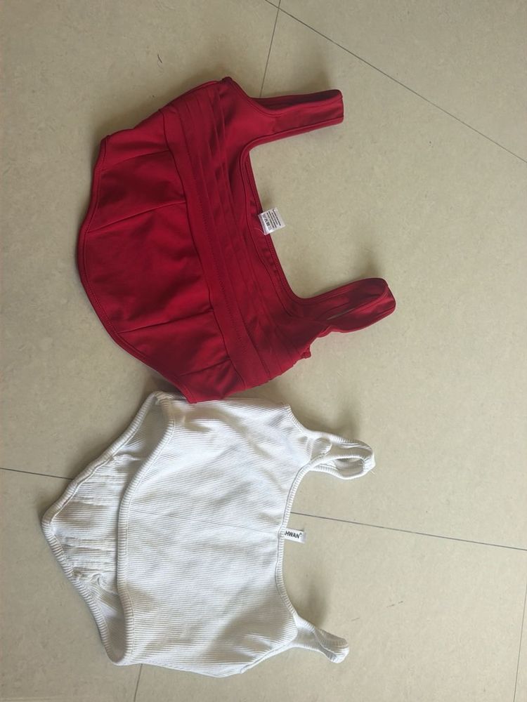 Comfortable Red &amp; White crop top