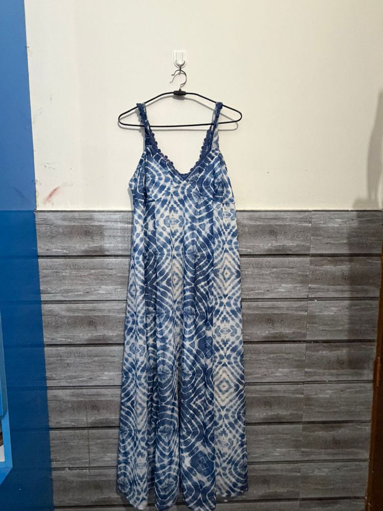 Blue Tie-Dye Wide Leg Jumpsuit