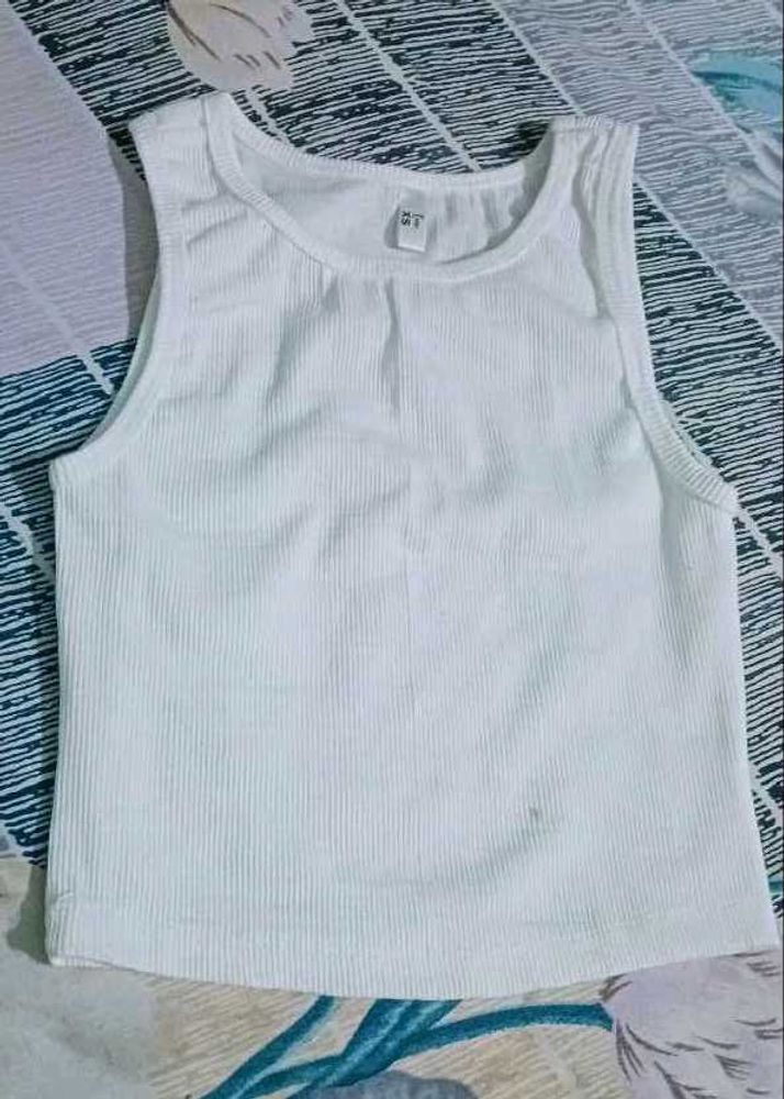 White Ribbed Tank Top