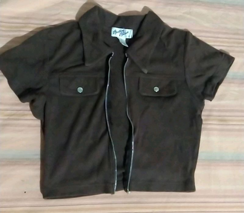 Cute Jacket Type Top For Women It's Brown Colour B
