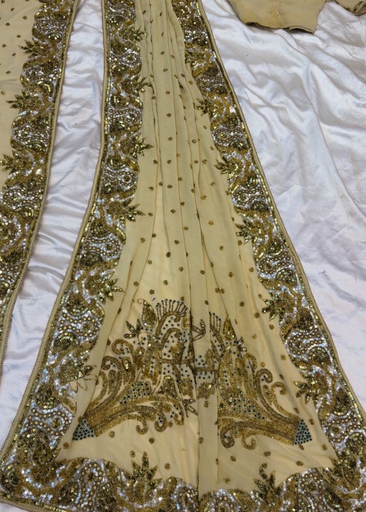 Embellished Cream Saree  with blouse