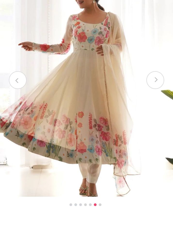 Elegant Floral Print Anarkali with Dupatta And Pa