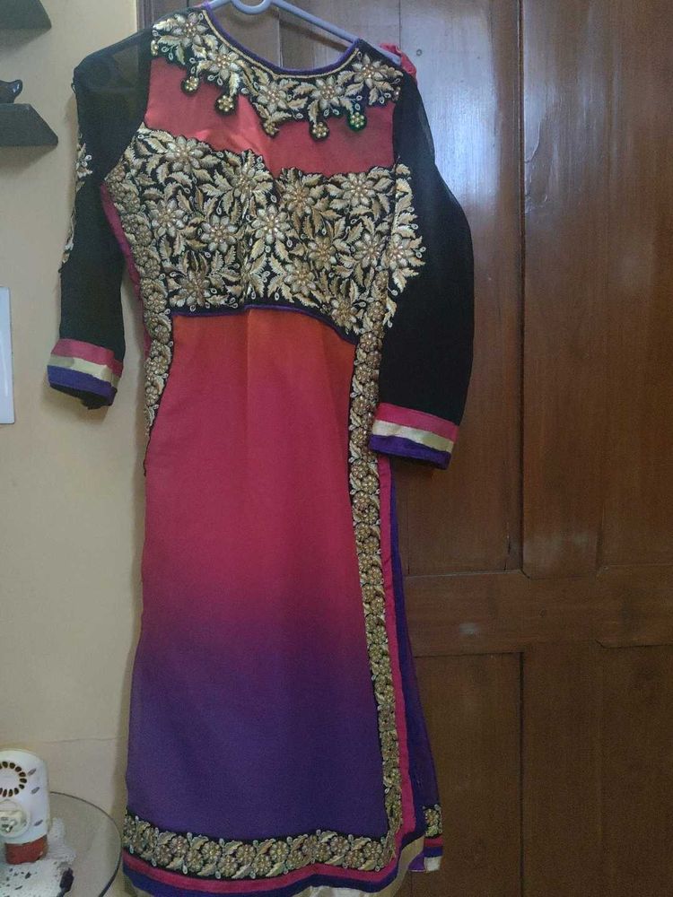 Embellished Ombre Kurta dual colour heavy embroide