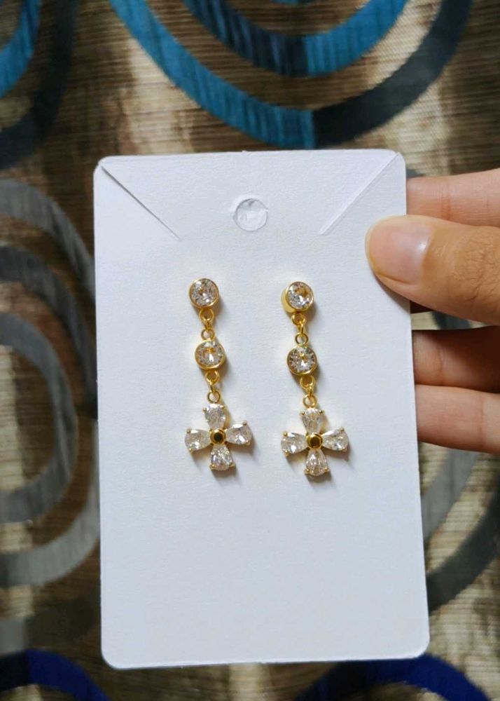 Anti Tarnish floral drop earrings