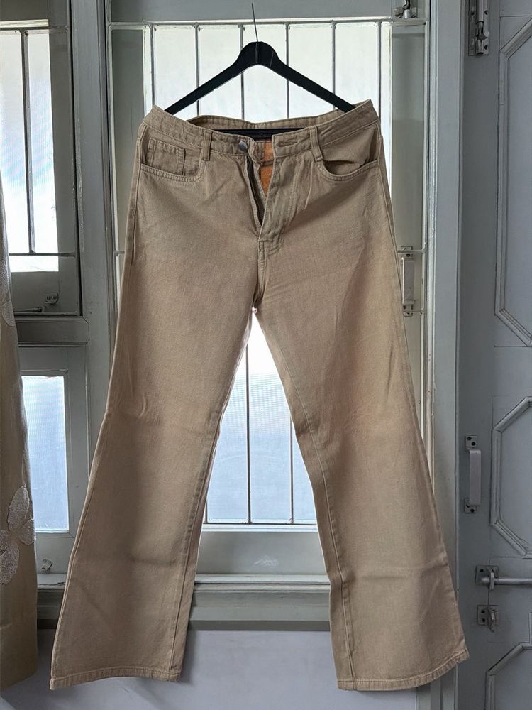 Khaki Wide Leg Jeans