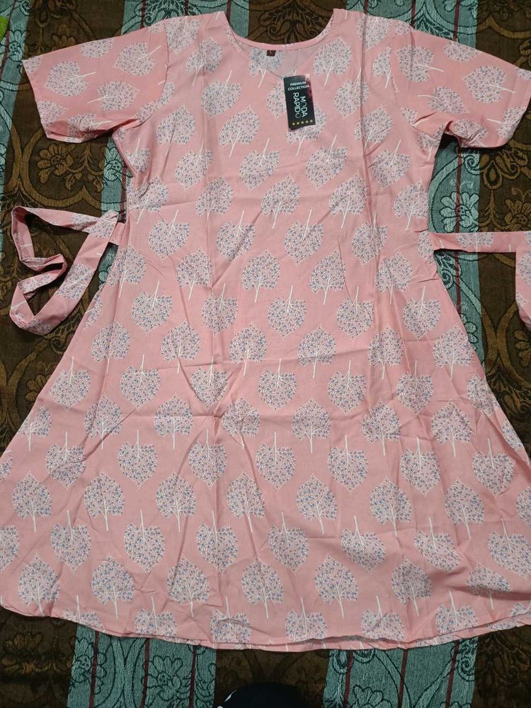 Pink Tree Print Kurta
