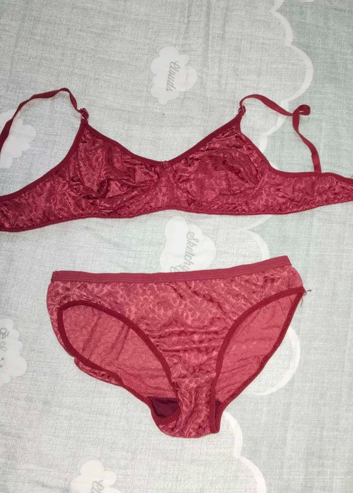 Maroon Bra and Panty Set