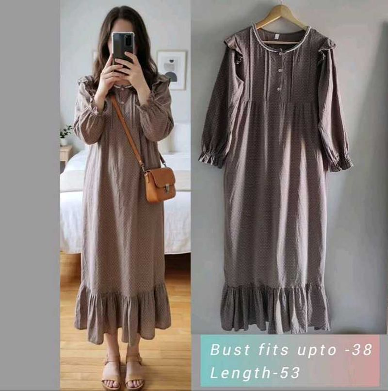 Elegant Long Sleeve Printed Maxi Dress