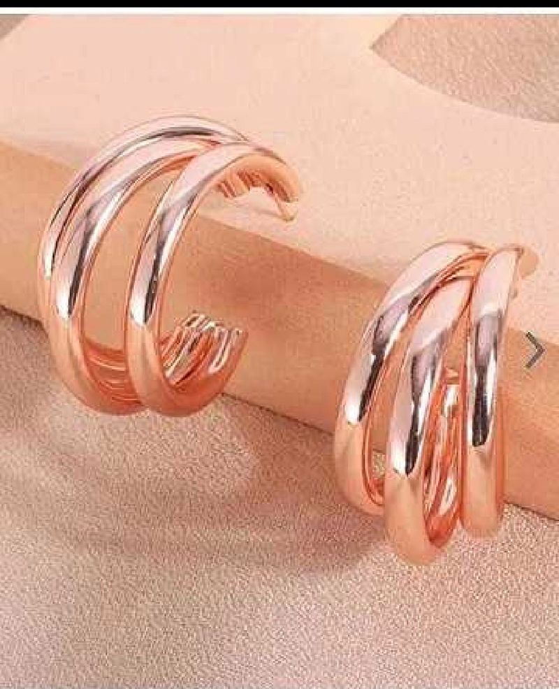 Rose Gold Triple Hoop Earrings