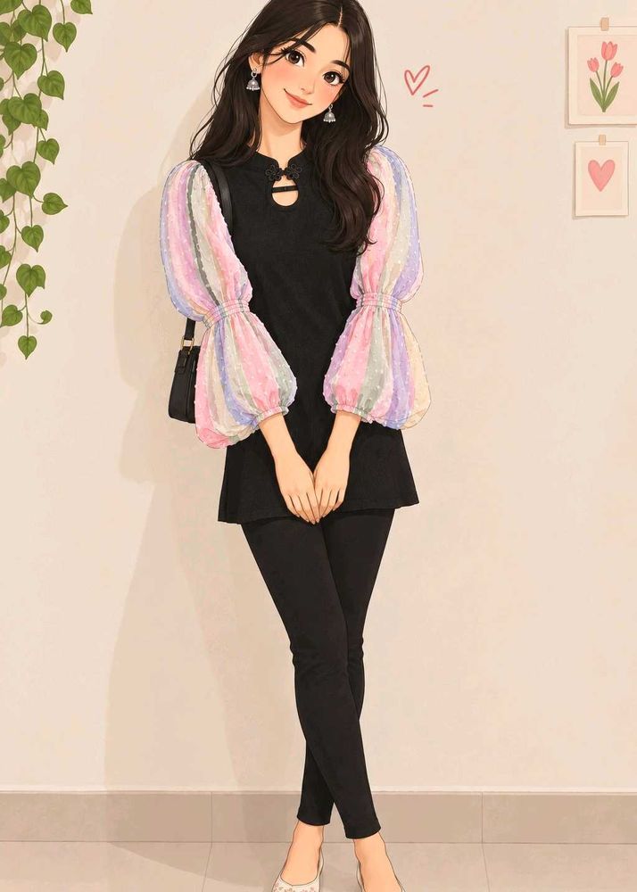 Stylish Kurta with Colorful Sleeves