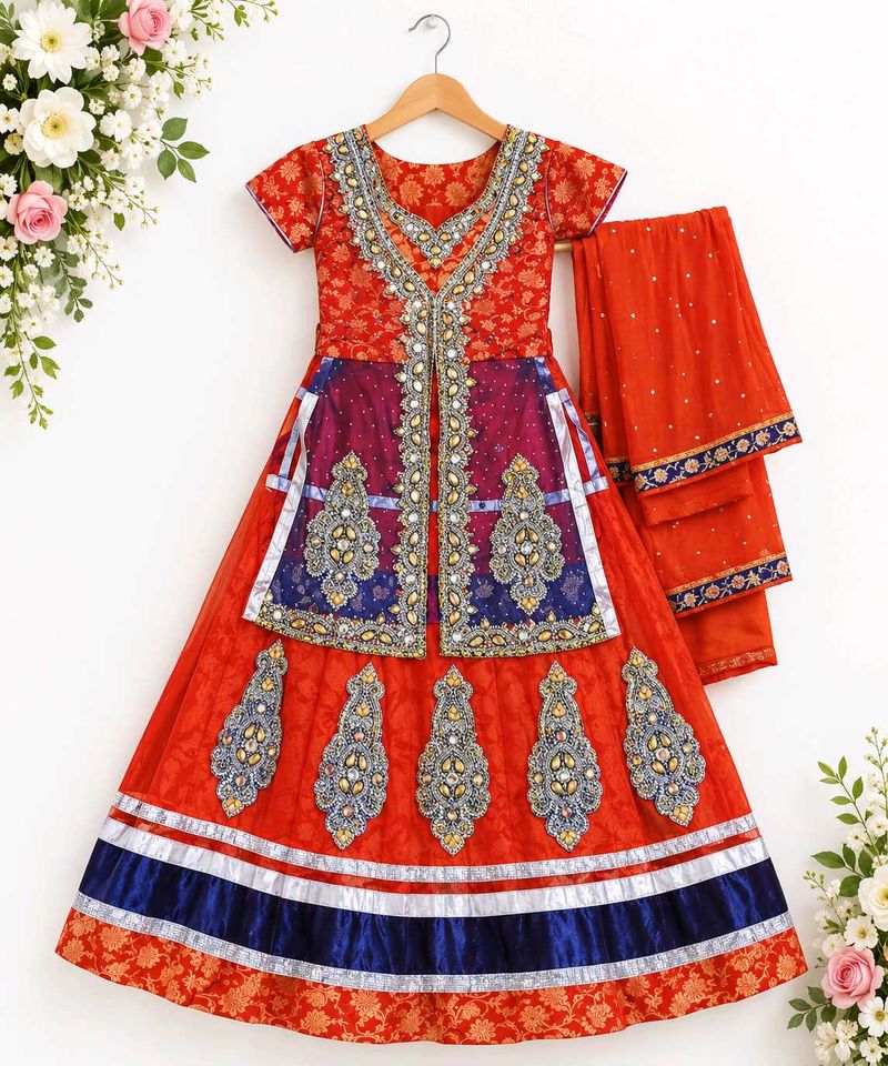 Beautiful Red &amp; Blue Lehenga Choli Set
