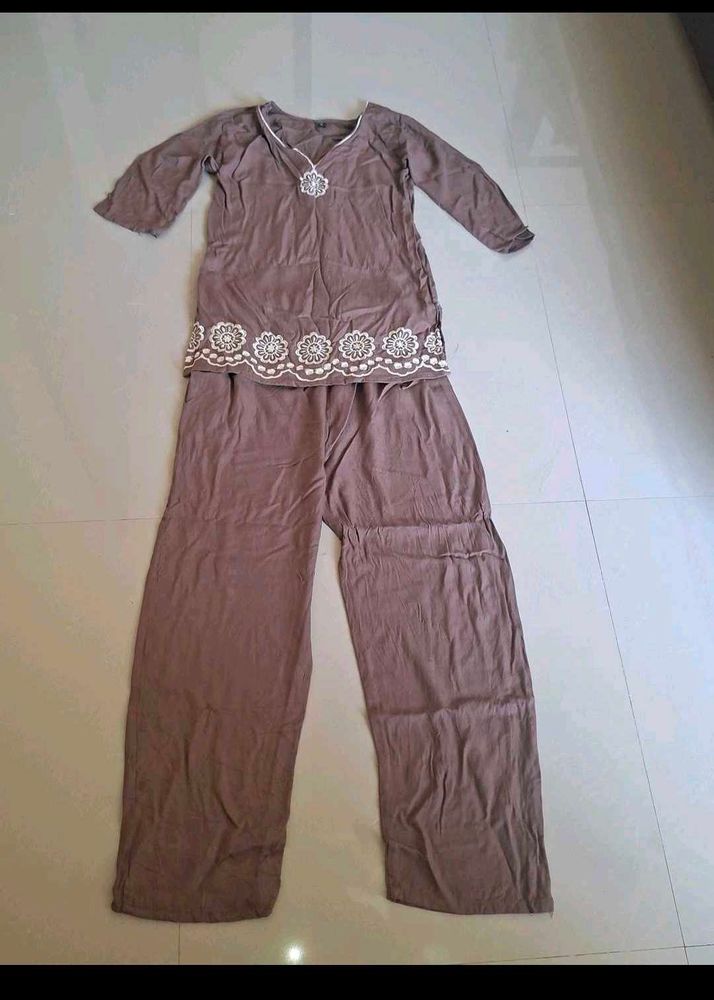 Boho Chic Brown Tunic and Pants Set