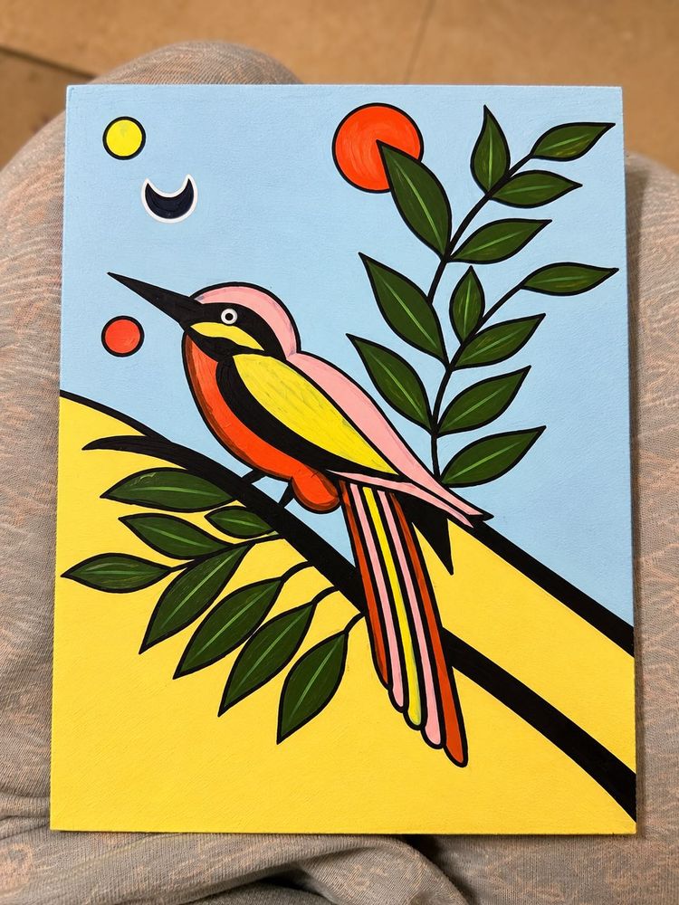Handpainted - Vibrant Abstract Bird Art