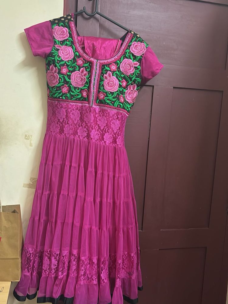 Beautiful magenta Embroidered anarkali kurta set