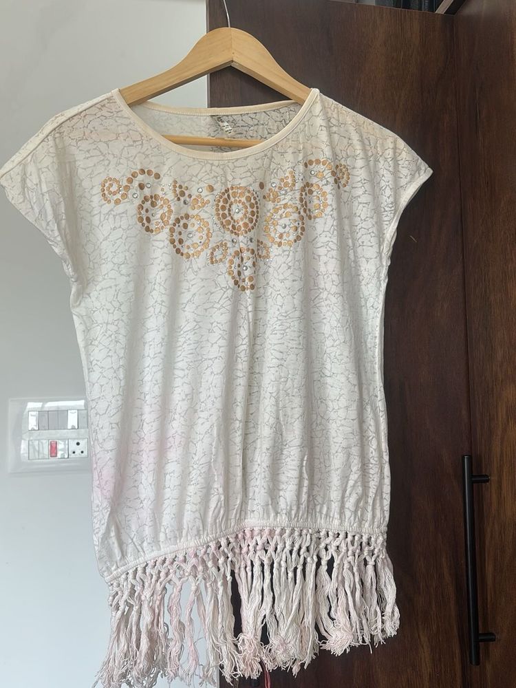 White Embellished Top
