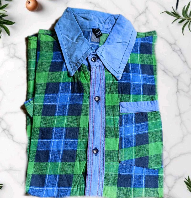 Green &amp; Blue Plaid Shirt