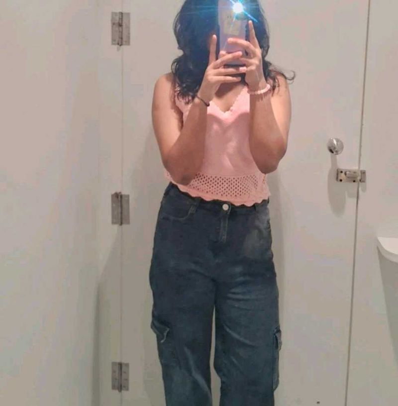 Charcoal Wide Leg Cargo Pant