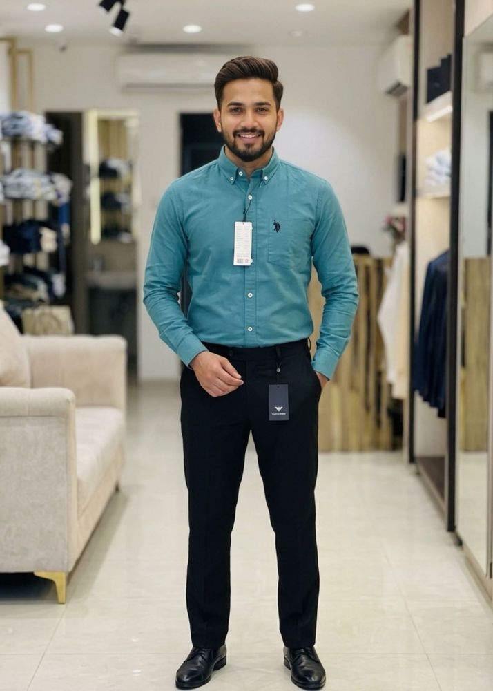 Men's Teal Button-Down Shirt newwdtag