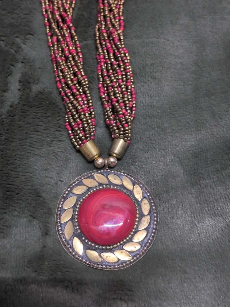 Boho Beaded Pendant Necklace