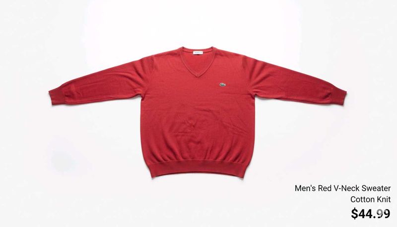 Lacoste Red V-Neck Sweater