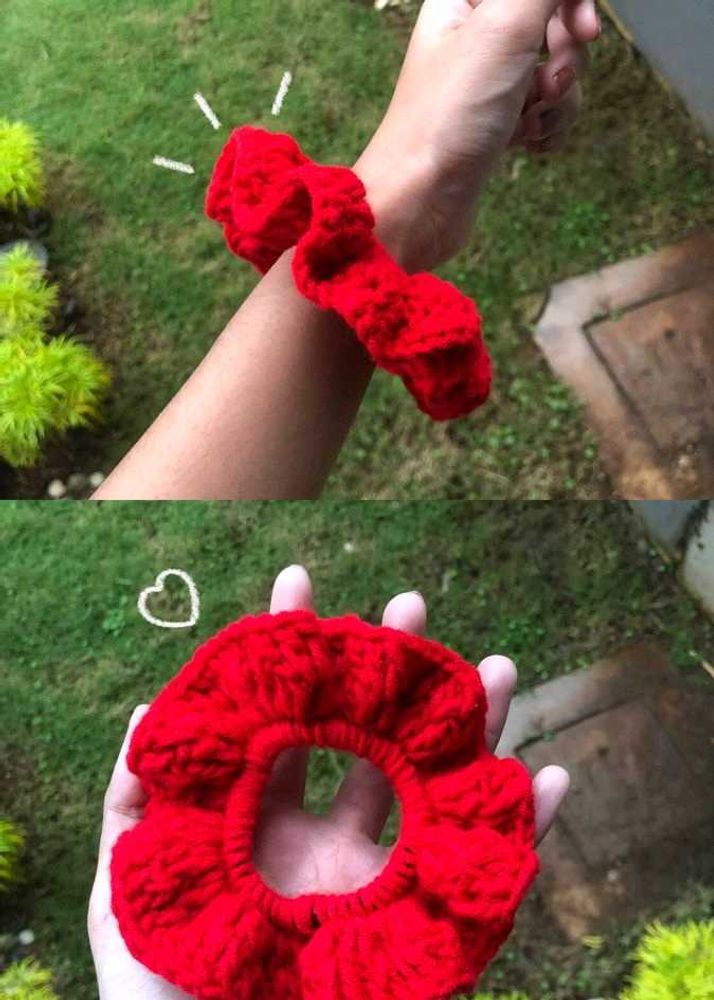 Handmade Red Crochet Scrunchie