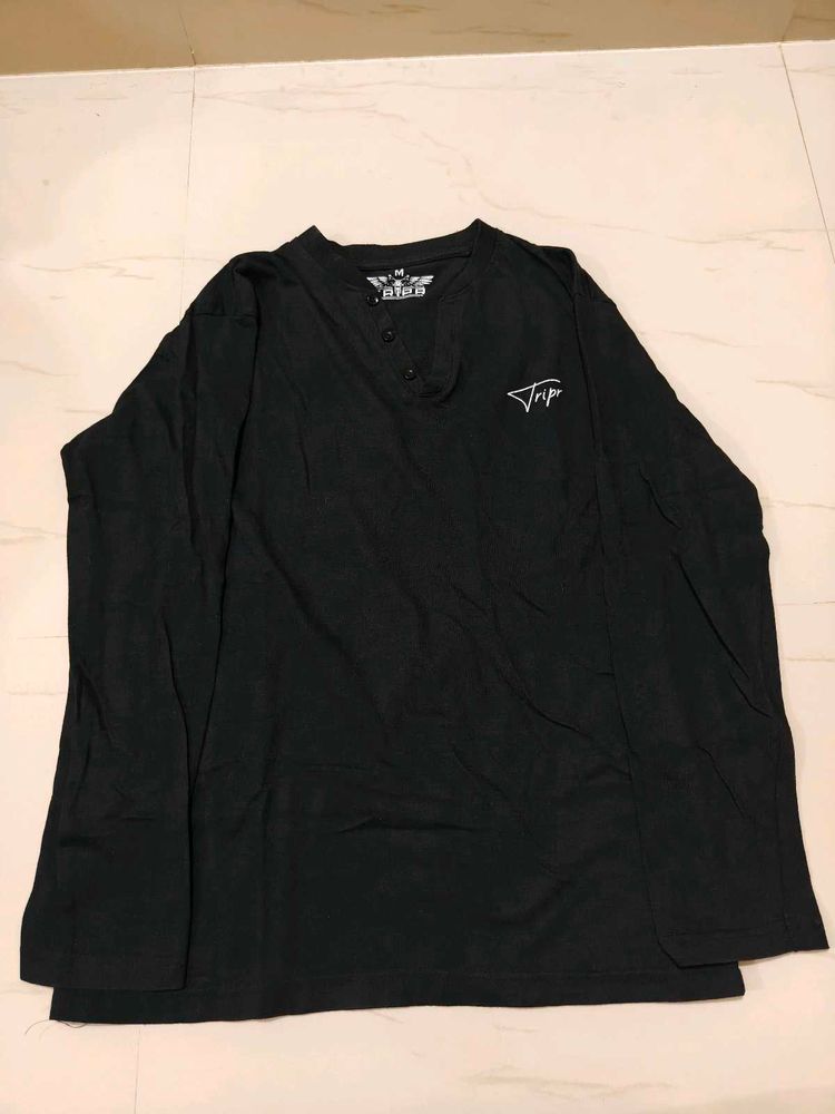 Men's Black Henley T-shirt