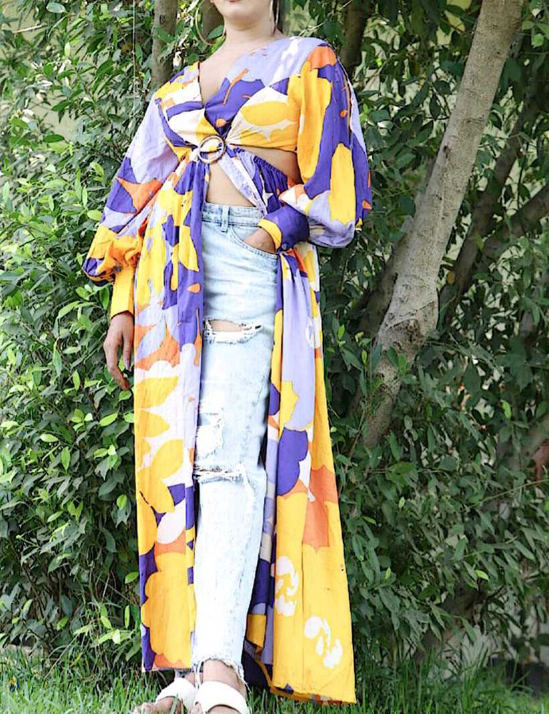 Vibrant printed beach wear maxi style top