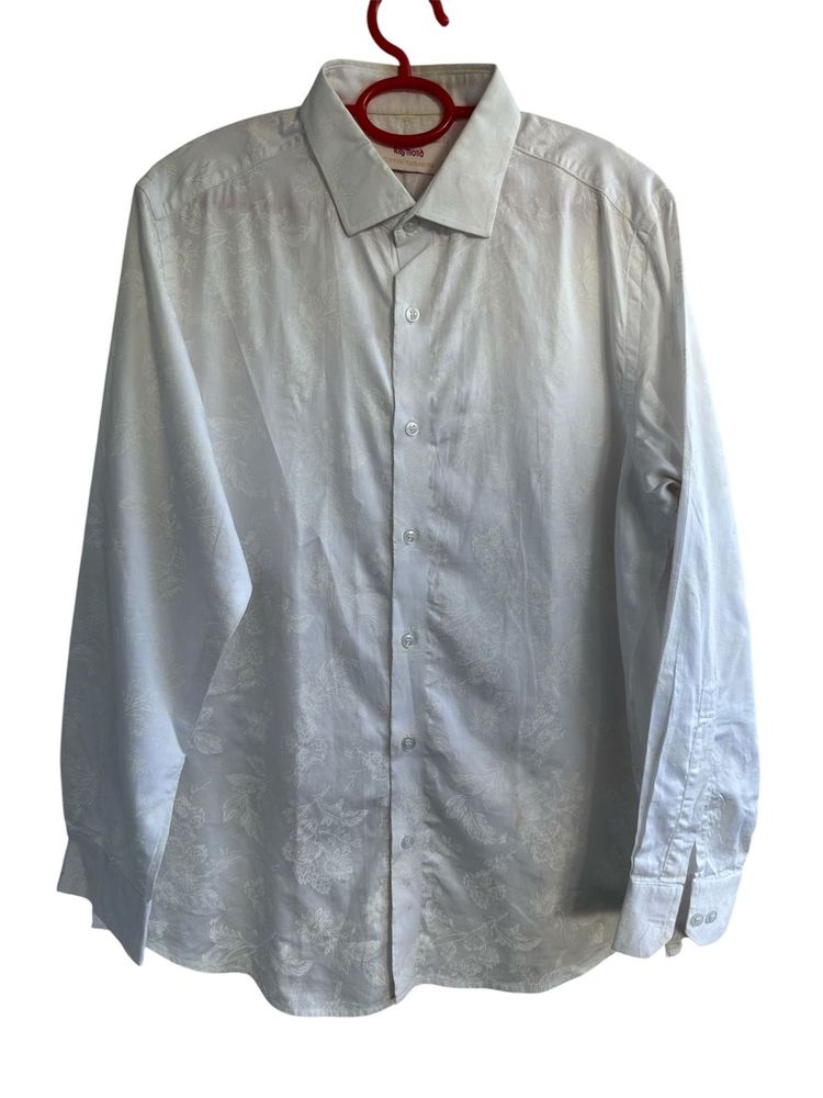 Men's White Textured Dress Shirt