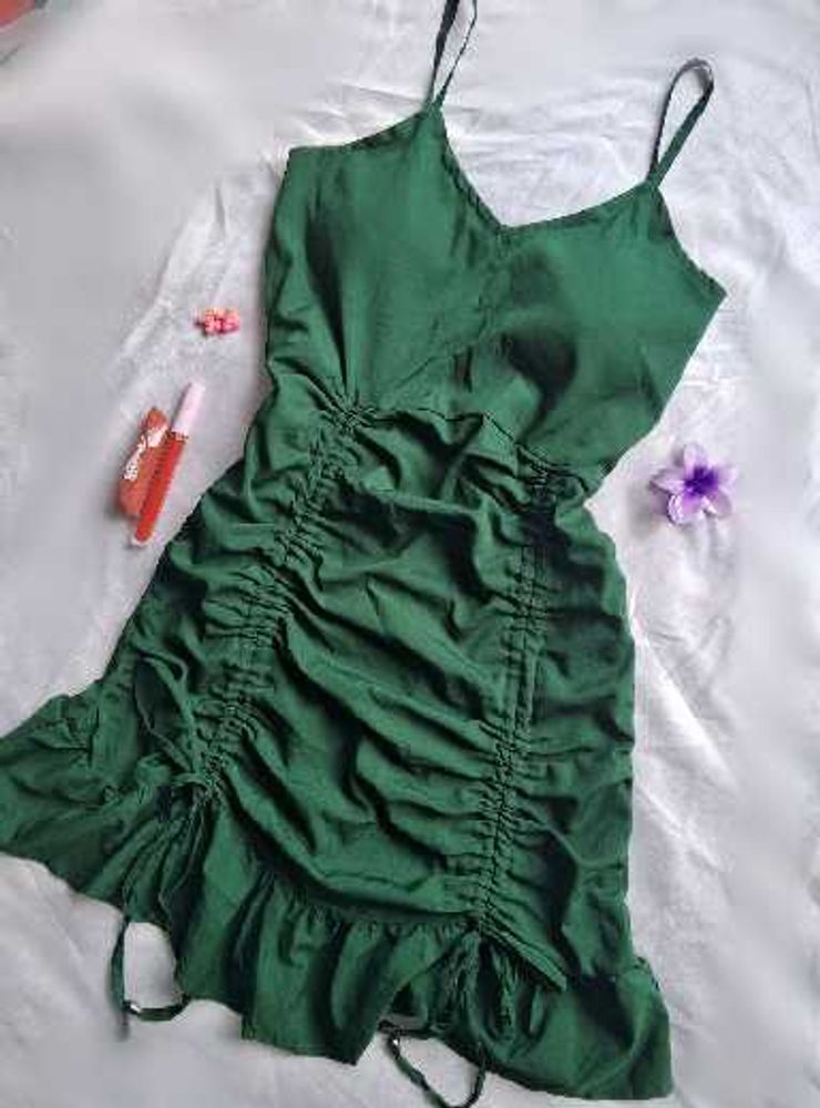 Green Ruched Mini Dress