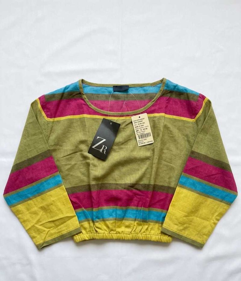 Vibrant Striped Cropped Top