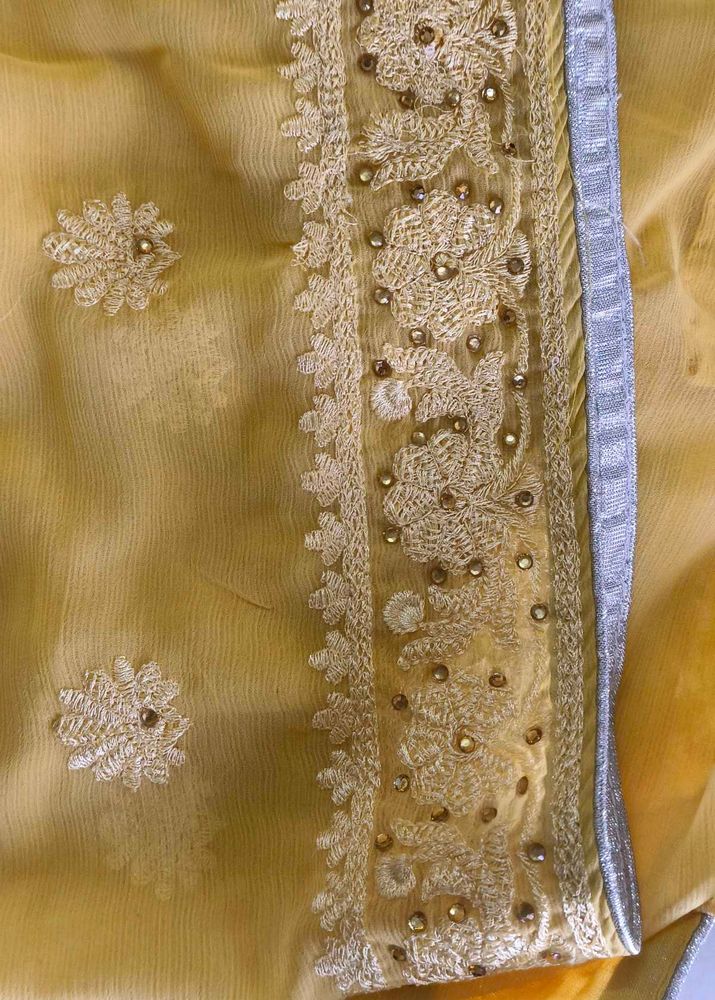 Beautiful Yellow Embroidered Saree