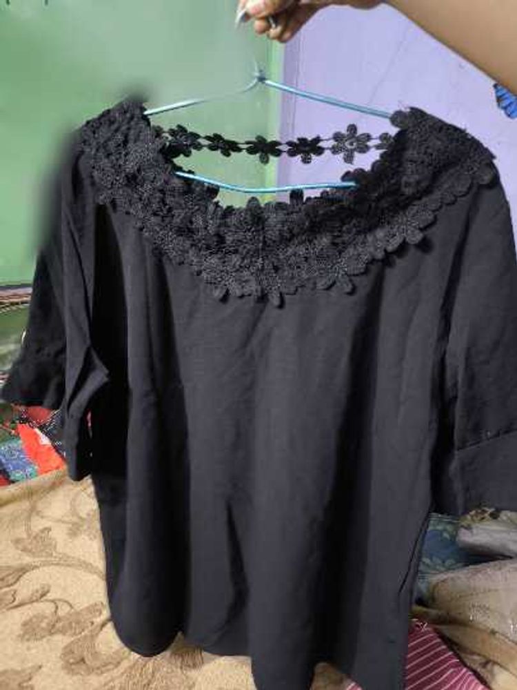 Black Lace Trim Top( new)