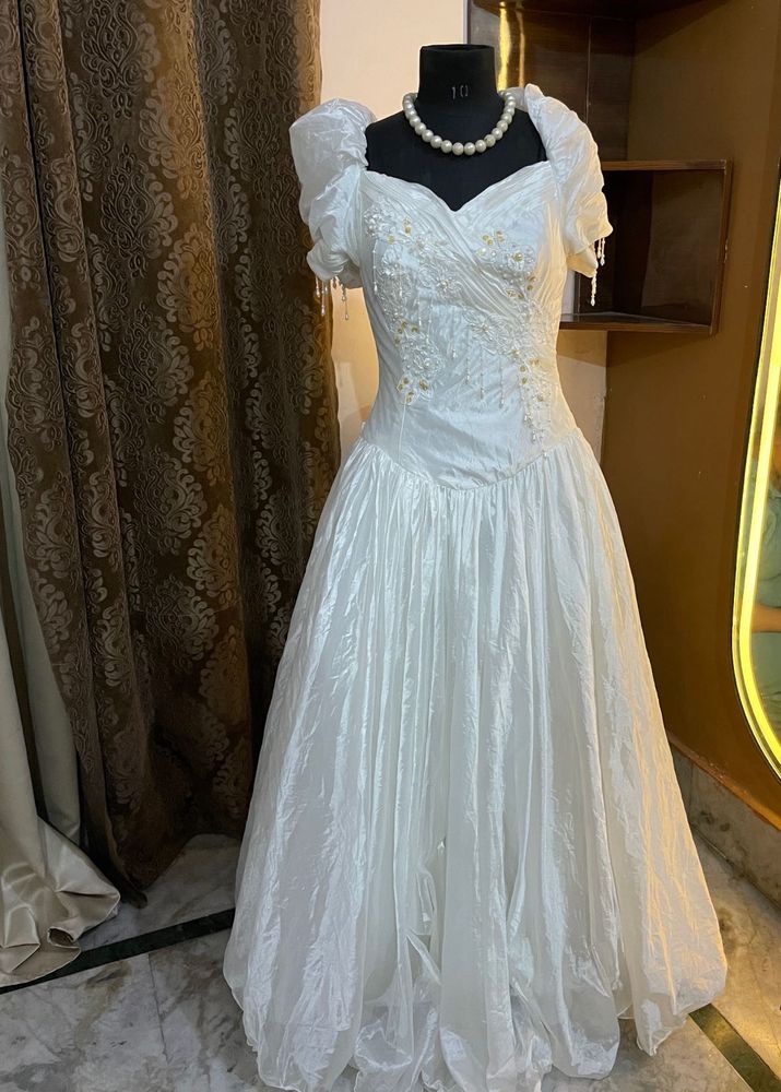 Elegant White beaded Bridal Gown