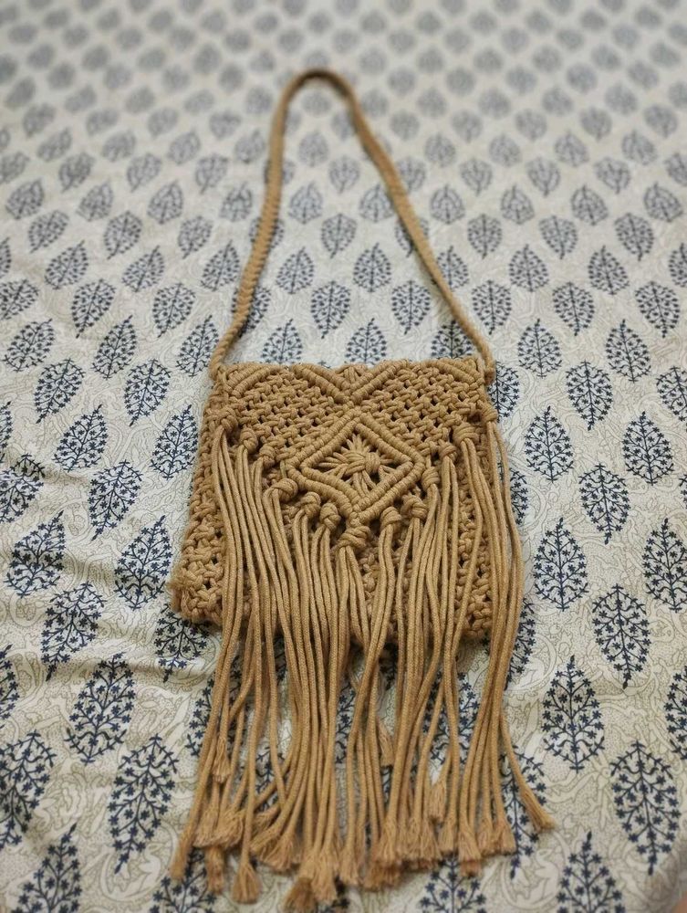 Boho Macrame Fringe Crossbody Bag