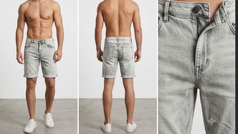 Grey Wash Denim Shorts