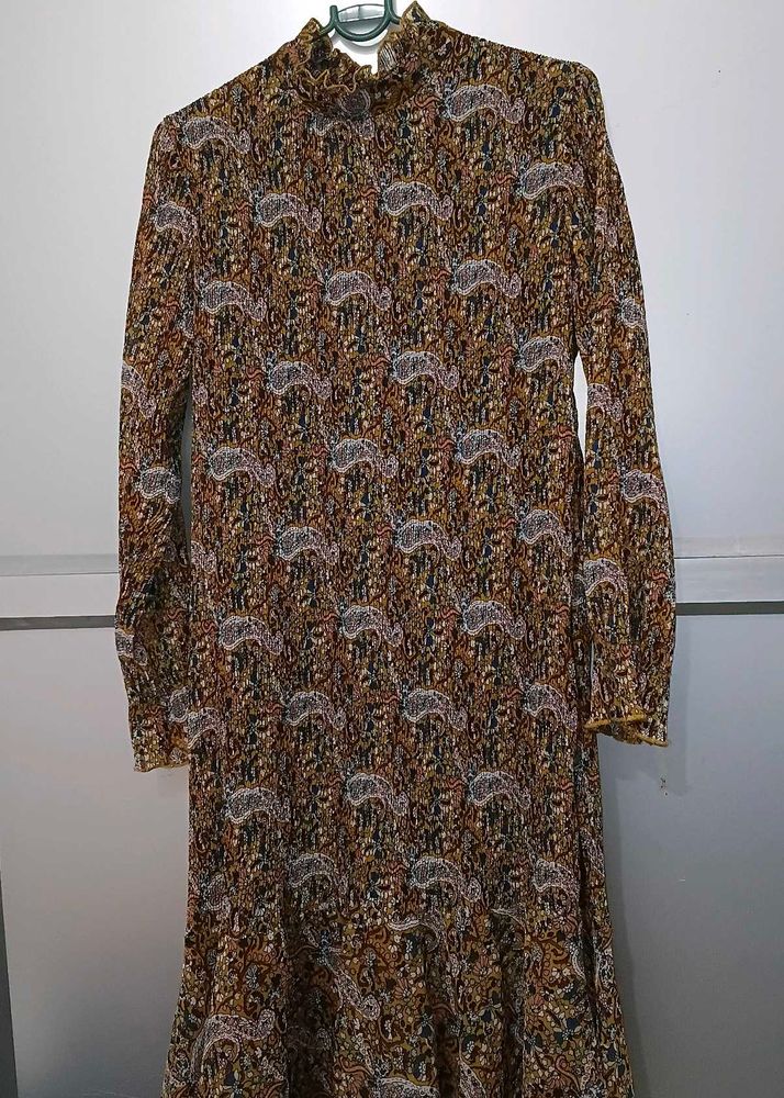 Vintage Paisley Print Maxi Dress