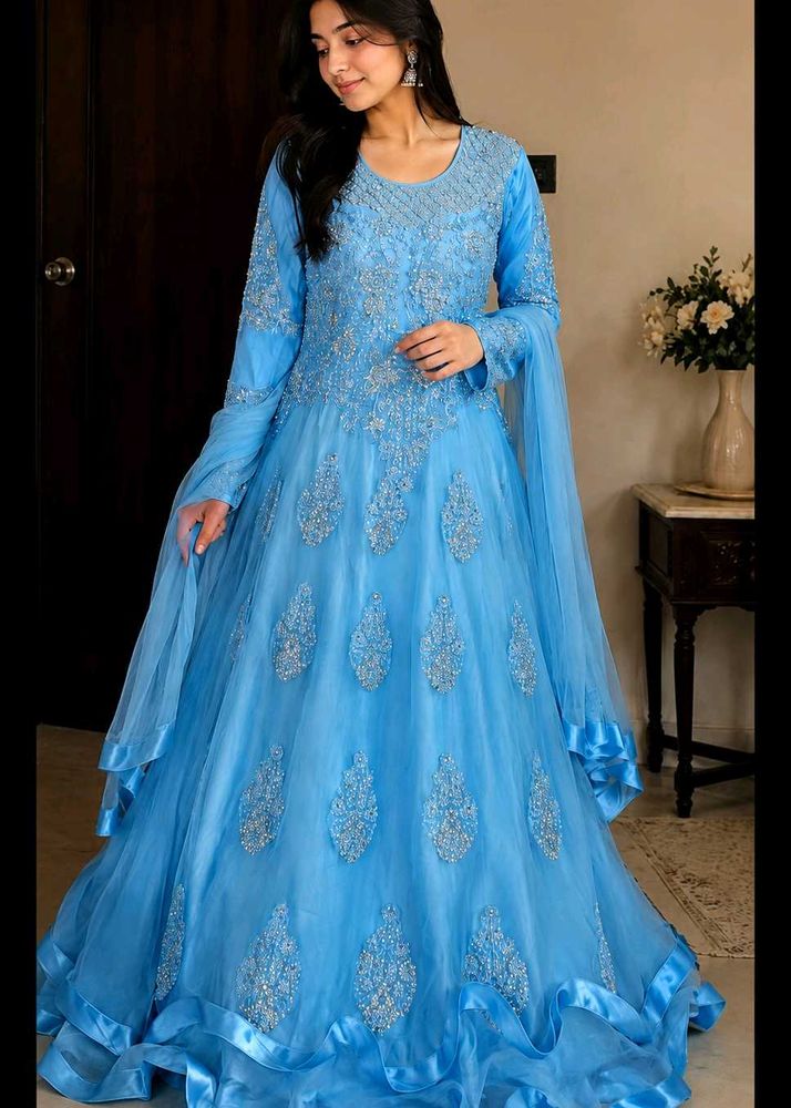 Stunning Sky Blue Embellished Gown