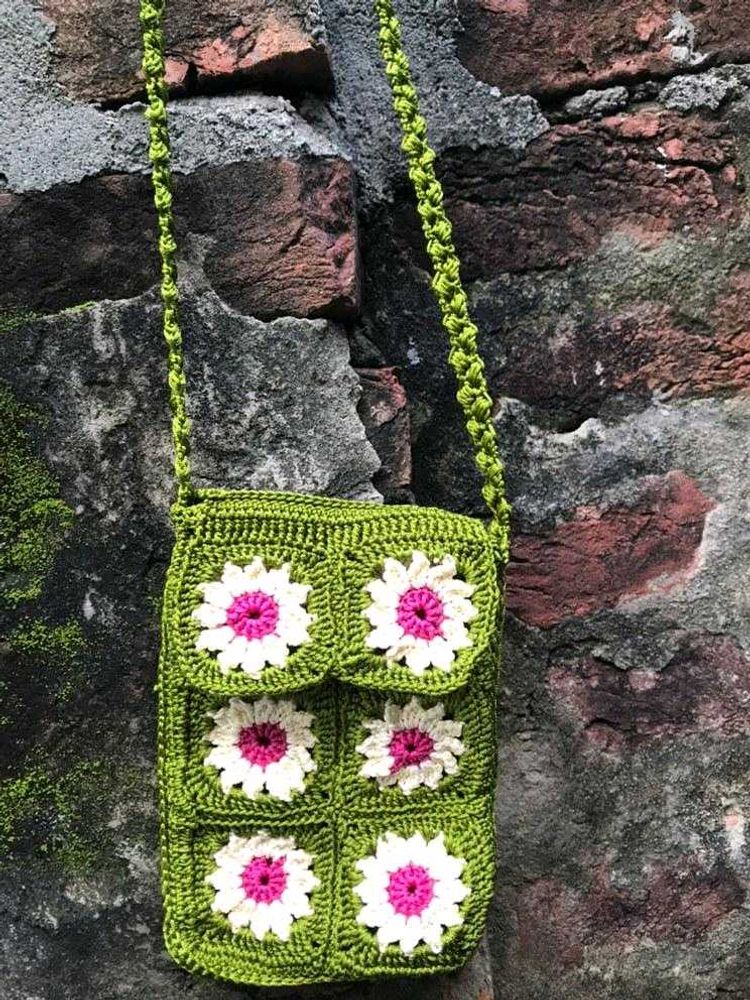 Handmade Crochet Flower Crossbody Bag