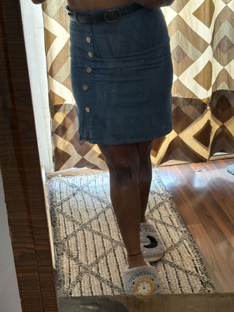 Sale!!! Denim Button-Front Mini Skirt
