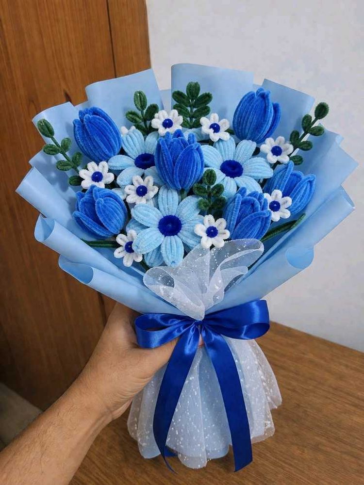 Blue Faux Flower Bouquet