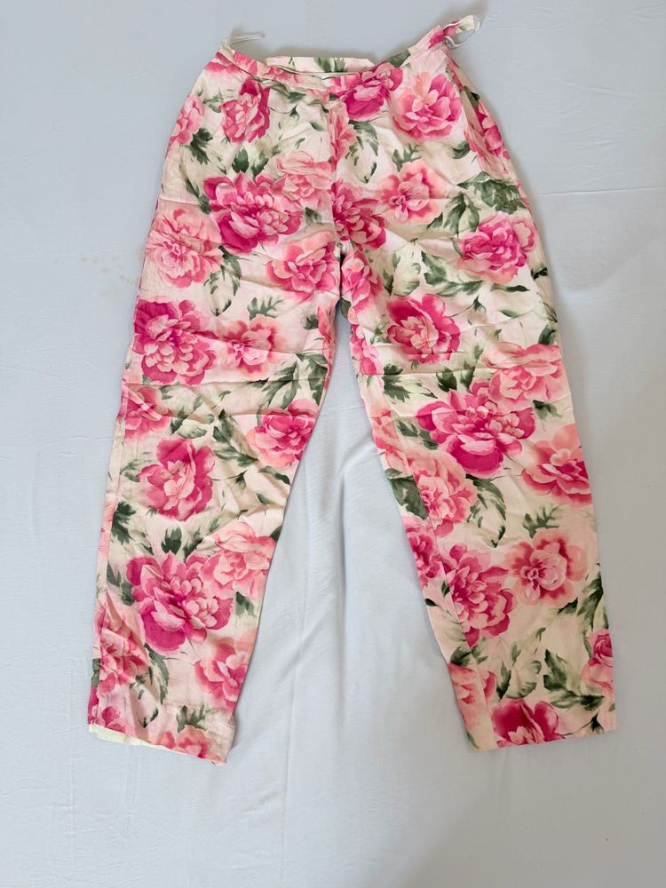 Floral Print Wide Leg Pants