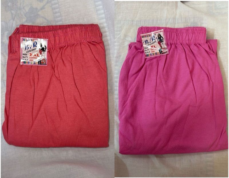 Set of Cotton Leggings-Pink and Peach